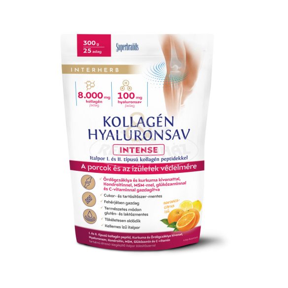 Interherb Kollagén&Hyaluronsav Porcépítő INTENSE citrus 300g