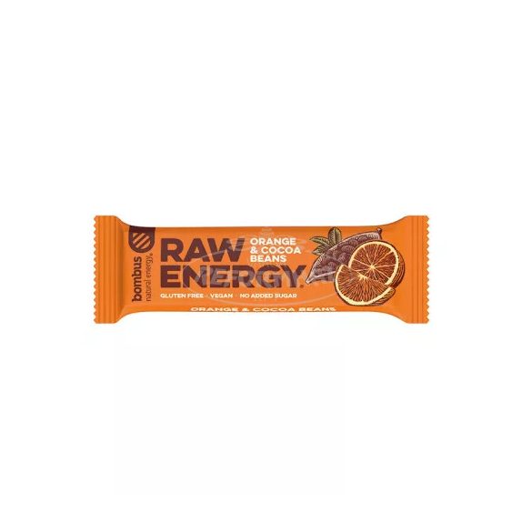 Bombus Raw Energy narancs és kakaóbab szelet 50g