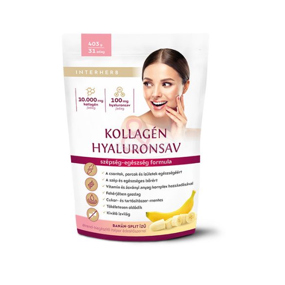 Interherb Kollagén&Hyaluronsav italpor Banán-split ízű 403g