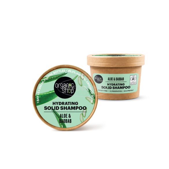 Organic Shop Hidratáló szilárd sampon aloe&baobab 60g