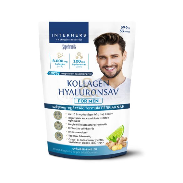 Interherb Kollagén Hyaluronsav italpor ForMen gyömbér-li me 396g
