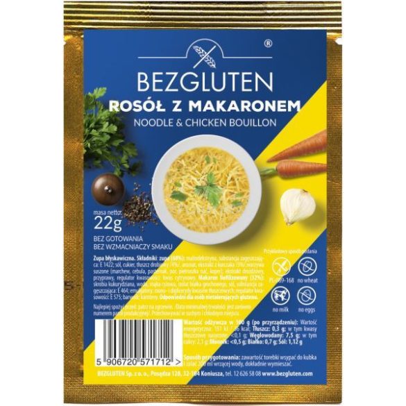 Bezgluten gluténmentes csirkés instant levespor+tészta 22g