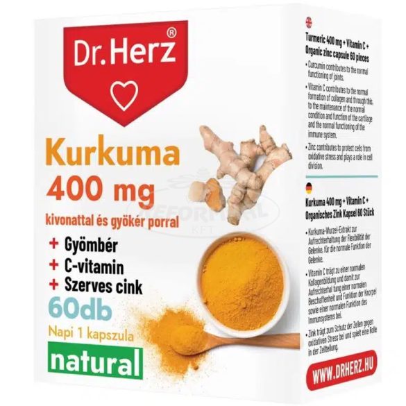 Dr Herz Kurkuma-Gyömbér-C-vitamin-Szerves cink kapszula 60x