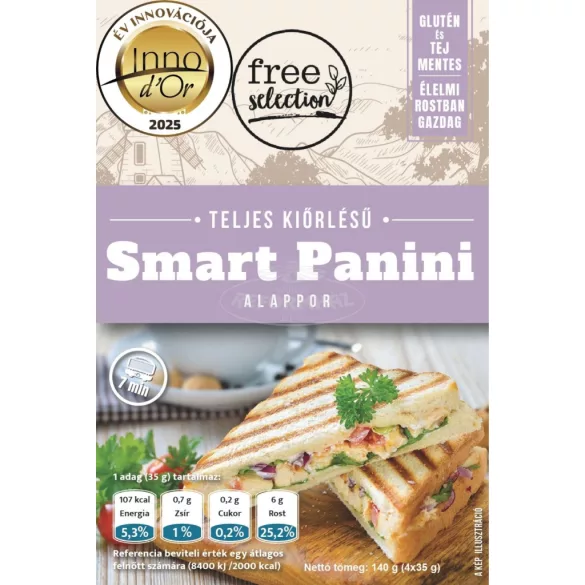 Free selection Teljes kiőrlésű Smart panini alappor 4x35 g 140g