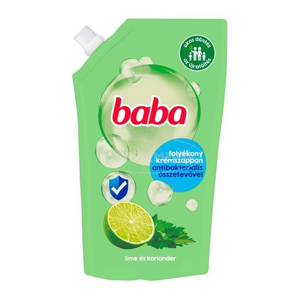 Baba folyékony krémszappan antibakteriális utántöltős Lime illattal 500ml