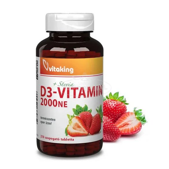 Vitaking D3-vitamin epres rágótabletta+Stevia 2000NE 90x