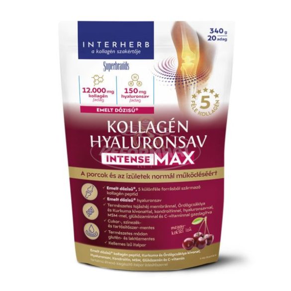 Interherb Kollagén&Hyaluron Intense-MAX meggykoktél ízű 340g