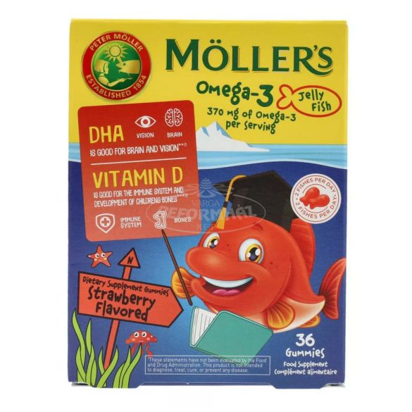 Möllers omega-3 eper ízű cukormentes gumivitamin 510002914 36x