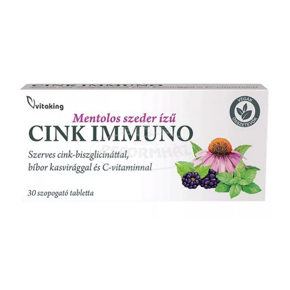 Vitaking cink immuno mentolos szeder ízű szopogató tabletta 30x