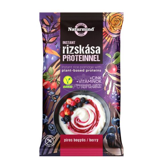 Naturmind proteines gm. instant rizskása piros bogyós 44g