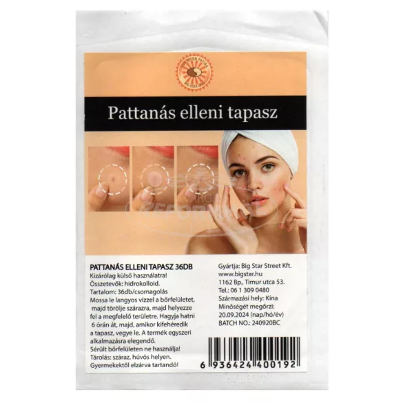 Sun Moon pattanás elleni tapasz 36x