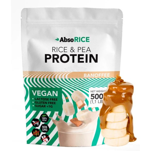 AbsoRice vegán fehérjepor Banoffee - Banán, karamell 500g