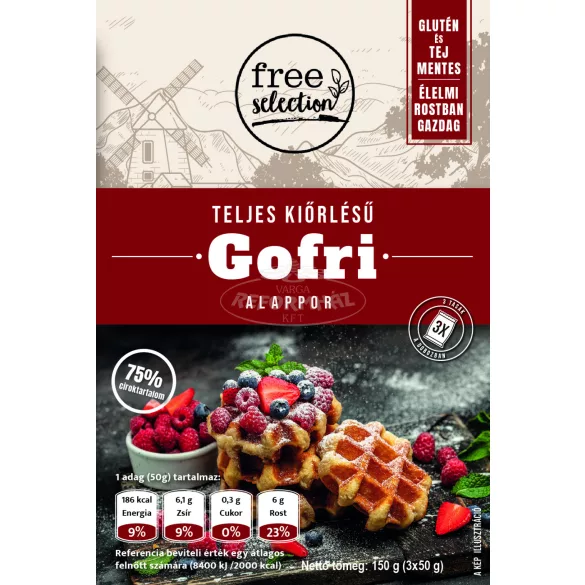 Free selection teljes kiörlésű gofri alappor [3x50g] 150g