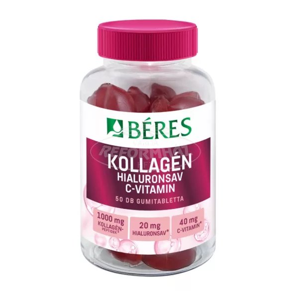 Béres Kollagén, Hialuronsav, C-vitamin cukormentes gumitabletta 50x