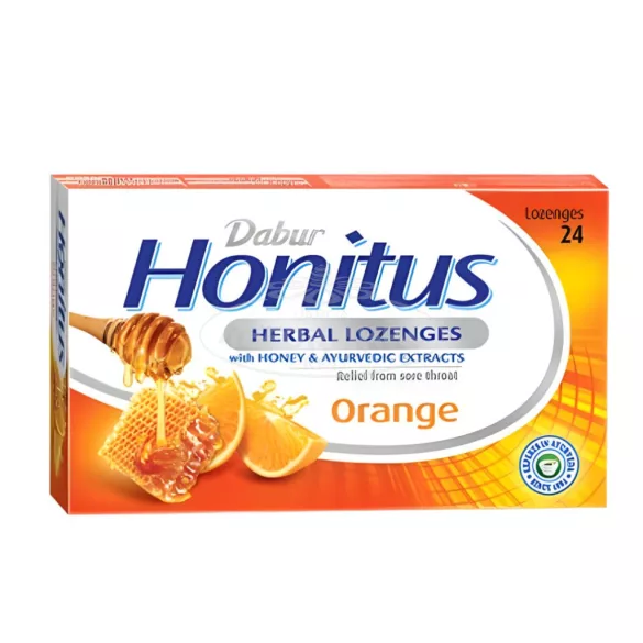 Dabur Honitus Narancs ízű gyógynövényes szopogató tabletta 24x