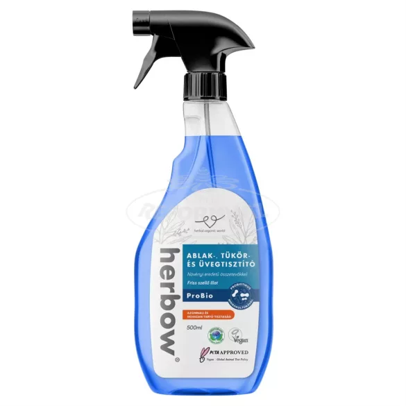 Herbow Ablak-, tükör- és üvegtisztító Probiotikus Spray & Wipe Friss szellő illattal 500ml