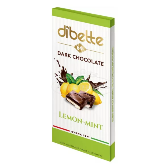 Dibette citrom-menta ízű krémmel töltött étcsokoládé fruktózzal 80g