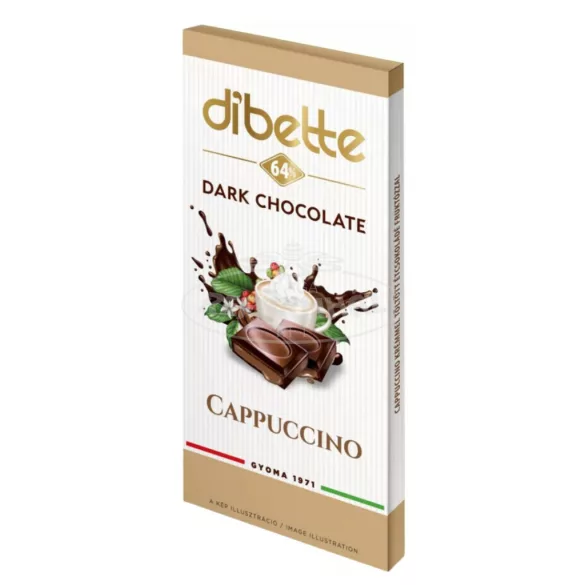 Dibette capuccino krémmel öltött étcsokoládé fruktózzal 80g