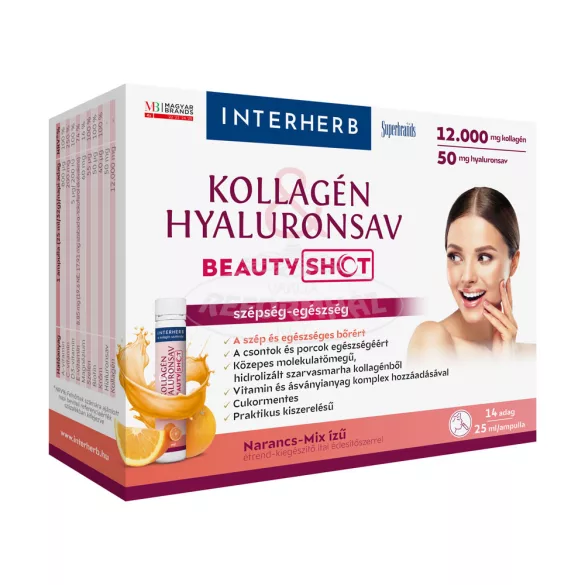 Interherb kollagén hyaluronsav Beauty Shot narancs-mix 14x