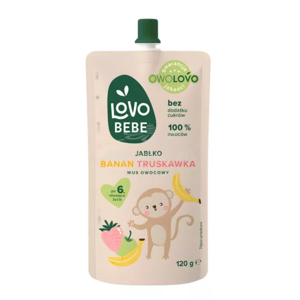Owolovo LOVO Bebe alma-banán-eper püré 6hó kortól 120g