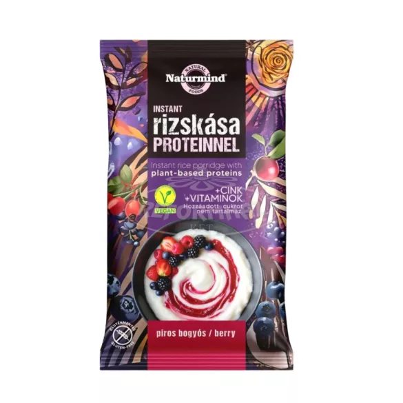 Naturmind proteines gm. instant rizskása piros bogyós 200g