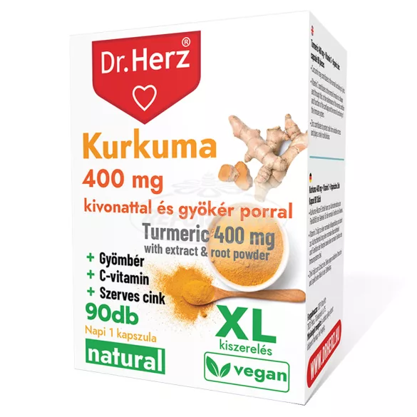 Dr Herz Kurkuma+Gyömbér+C-vitamin kapszula XL 90x