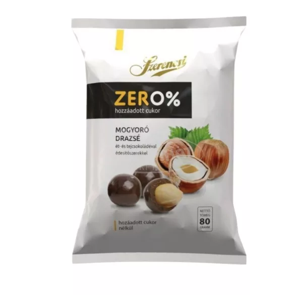 Szerencsi Zero mogyoró Drazsé ét- és tejcsokoládéval 80g