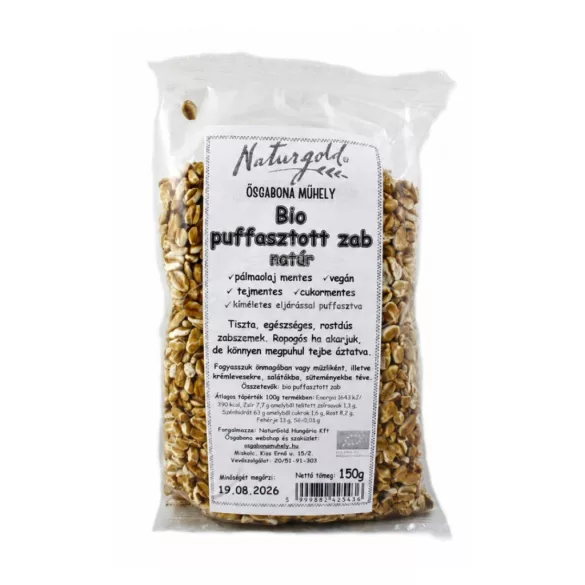 NaturGold bio puffasztott zab natúr 150g