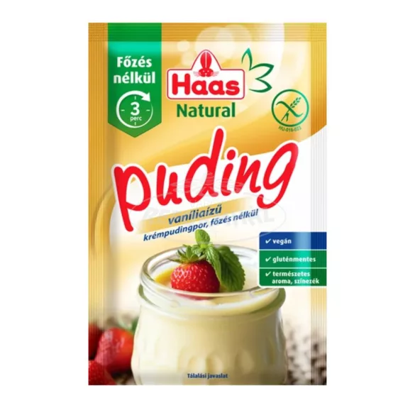 Haas Natural Vanílaízű krémpudingpor, főzés nélkül 60g