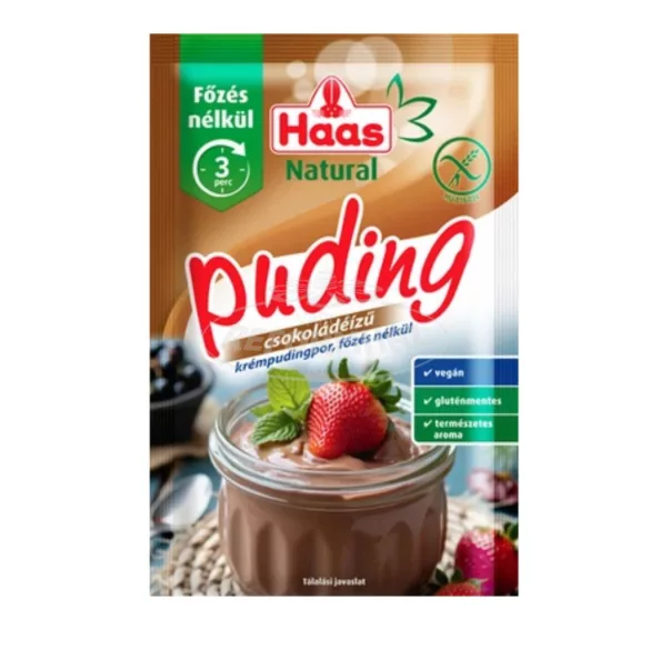 Haas Natural Csokoládézű krémpudingpor, főzés nélkül 64g