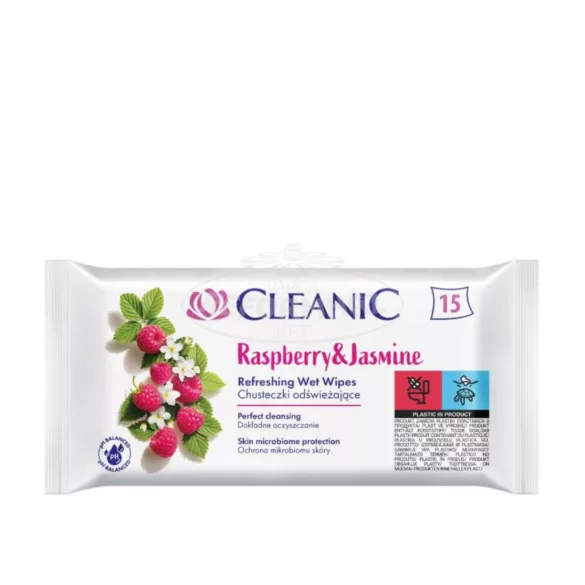 Cleanic frissítő törlőkendő Málna és jázmin 15x
