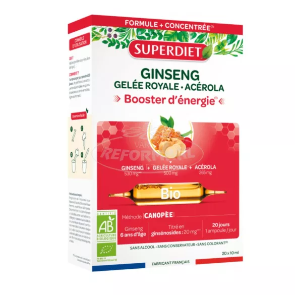 Superdiet méhpempő+ginzeng+aceola energy booster BIO 20* x10ml 200ml